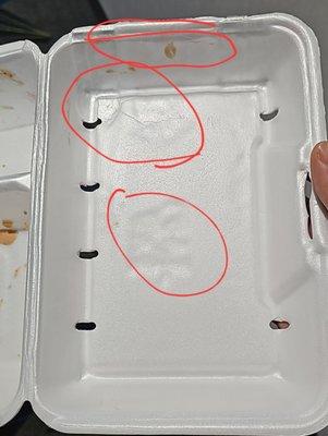 *Chemicals/styrene from the styrafoam box are melting directly into your food. health hazard*