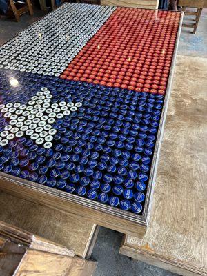 Bottle cap table top