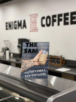 LA famous "The Sam" Salted vanilla iced oat latte