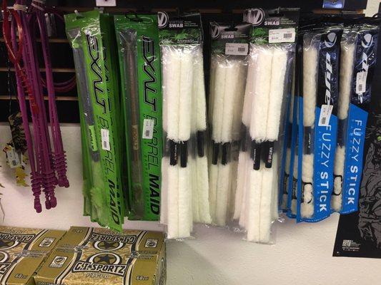 Don't let a broken ball, dead battery, or seize up gun stop ruin your game! Swabs, batteries, and lube / oil in stock.