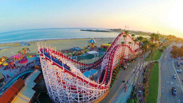 Giant Dipper ocean views at the Santa Cruz Beach Boardwalk