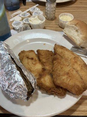 Tilapia fish with nasty baked potato