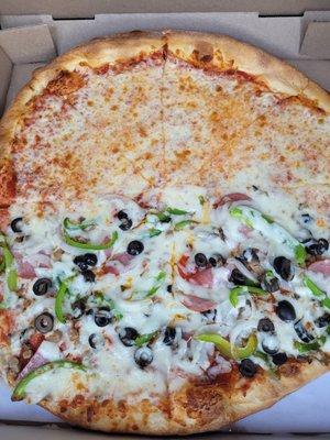 Half and Half, just order a specialty its more cost effective than the half and half.