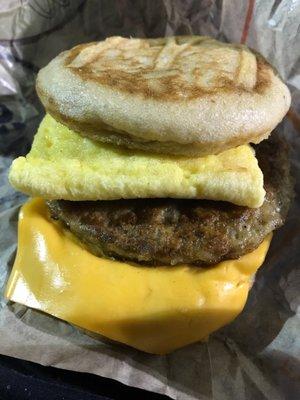 Sausage egg cheese mc griddle