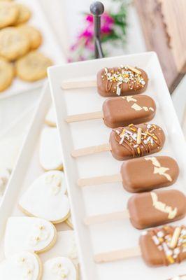 Chocolate Cakesicles and Heart Shaped Sugar Cookies