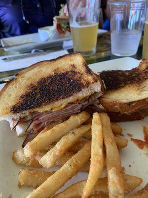 Grilled ham and cheese with fries-yum