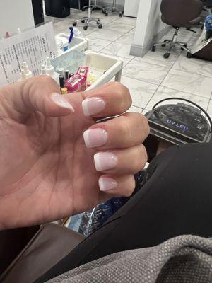 Great job by Jessica - dipped French set with bubble bath pink and white tip