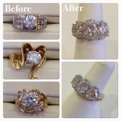 Here is an example of our custom work!  We used diamonds from a client's older pieces and created a beautiful new ring.