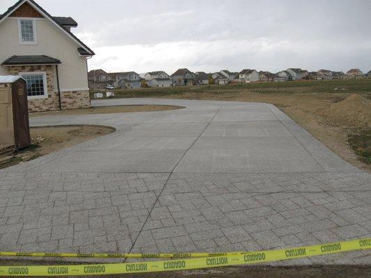 Stamped Cement Driveway Pattern looking good.