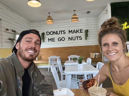 Iced americano and iced donut