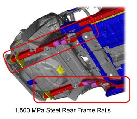 This shows the underside of a cars chassis. Every color represents a different specialty metal. Each metal has a different process to repair