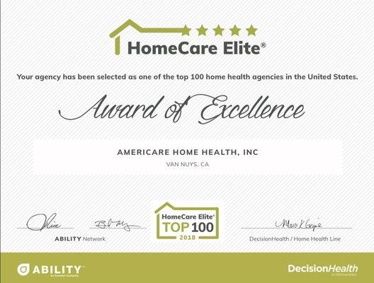 2018 HomeCare Elite Top 100 Agency