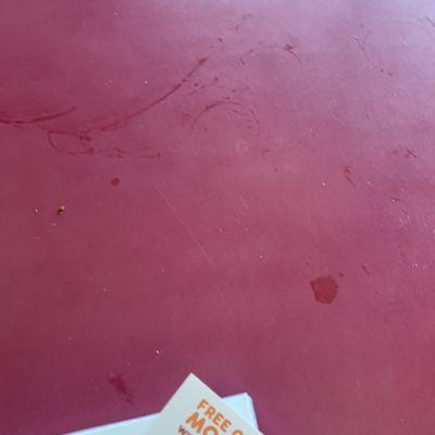 dirty tables @ Dunkin' Madison Ave. staff needs to wipe them!