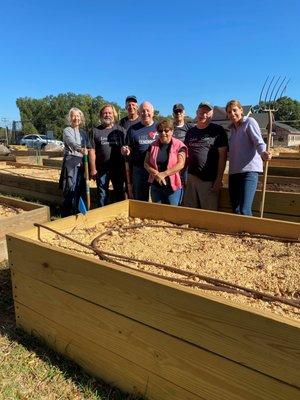 Preparing the beds for our garden ministry, "Growing to Give" at Christ South.