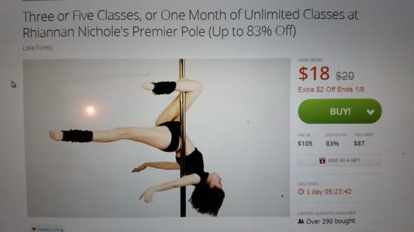 Title clearly says 1 month unlimited classes but in reality it's limited to only certain pole fitness classes. So misleading!