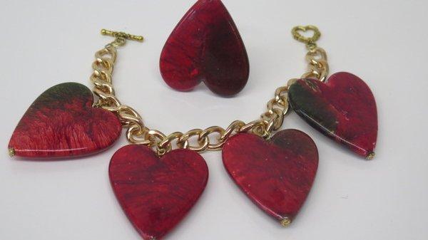 Heart Shape Bracelet and Matching Ring. This is a ready to go piece. www.nesycollection.com