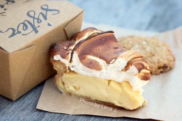 Slice of Honey Lemon Meringue Pie ($4.40) - filling is very tart, texture is light/almost fluffy