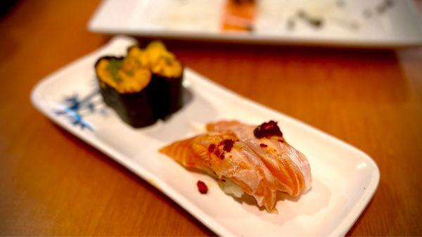 Sea Urchin and Fr Salmon Sushi