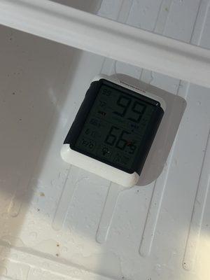 Temperature inside our bottom freezer.