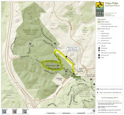 Pulgas Ridge Preserve trail map https://www.openspace.org/preserves/pulgas-ridge