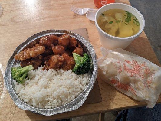 General Tso's Chicken and Wonton Soup