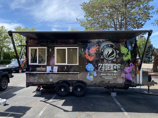 Serving side of ZoTEAaC Boba Tea and Art Trailer.