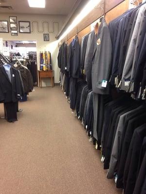 Wide selection of men's suits. It also has casual.