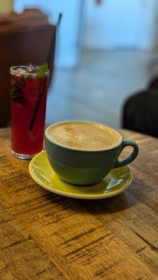 Hibiscus Fizz and coffee