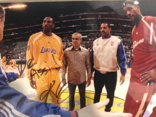 Kobe Bryant, Dr. Kerry Assil and Lebron James at Staples Center.