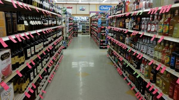 The wine and liquor section