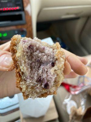 Not too dry blueberry cake donut inside