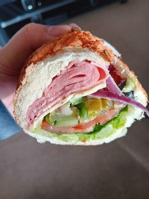 3/07/24.  Foot long cold cut combo on Italian and herb bread ($8.29): 4/5 stars.