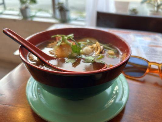 Tom Yum - Veggie soup. This soup tasted so good I wanted to get another bowl.