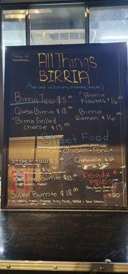 Menu and Prices.