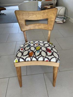 Newly upholstered Haywood Wakefield chair.