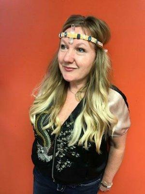 Hairtalk hair extensions and Crystal headband.