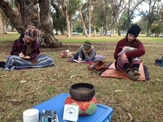 Writing beneath the eucalyptus trees