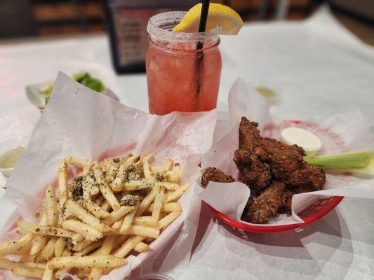 Garlic fries lemon wings