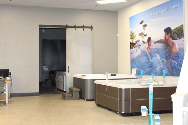 Concord showroom section for HotSpring hot tubs