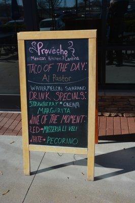 Sandwich Board with daily Specials