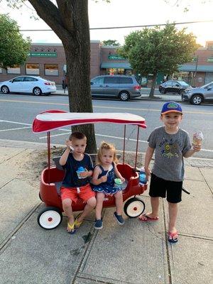 Enjoying ices and ice cream