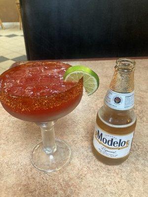 Strawberry Wine Margarita & Modelo