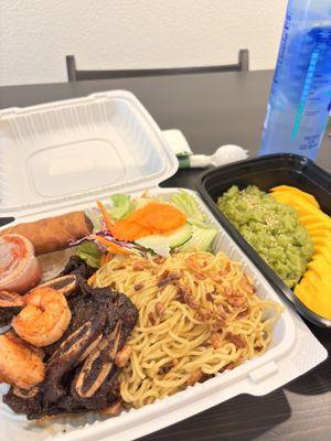 BBQ Short Ribs Combo and Green Tea Sweet Sticky Rice with Mango