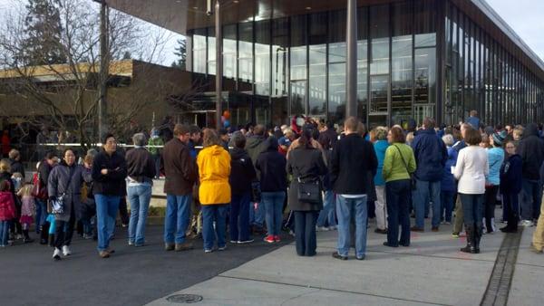 The crowd gathers on opening day! December 8, 2012