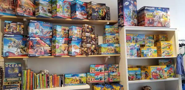 Playmobil and Lego and books