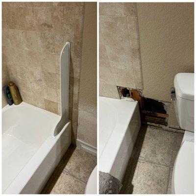 Before/After, Drywall and tile repair, splash guard installation