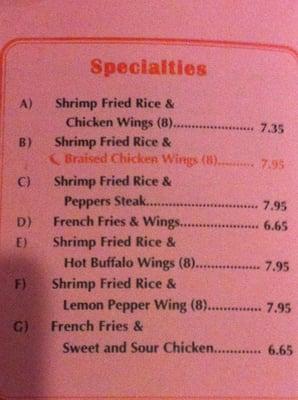 Some of the most popular combos. The shrimp fried rice can be changed to chicken for the same price. More combos available.