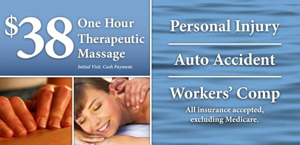 $38 Therapeutic 1 Hour Massage on your first visit!