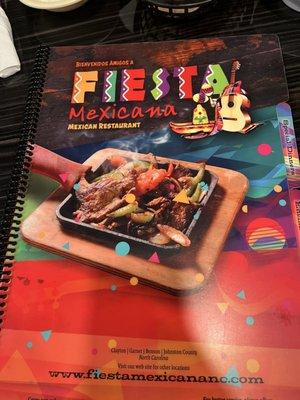 Front of menu