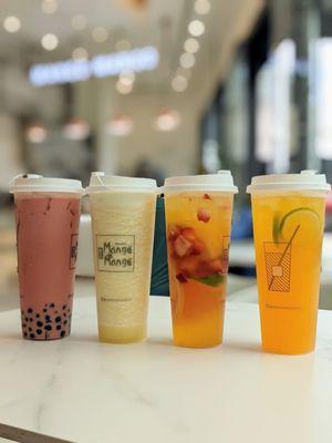 Blush rose bubble milk tea / Cheese foam pineapple tea / Mixed fruit jasmine tea / Passion fruit green tea